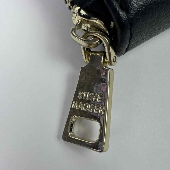 Steve Madden Navy Blue Embossed Logo Zip-Around Wallet with Gold Interior - Picture 2 of 9